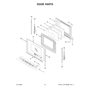 Door Parts Diagram and Parts List for WFGS7530RW1  Whirlpool Range