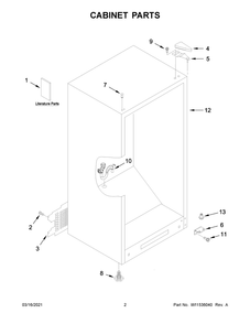 Part Location Diagram of W11320186 Whirlpool Use And Care Guide