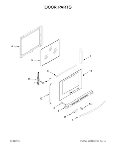 Door Parts Diagram and Parts List for WFG770H0FZ0  Whirlpool Range