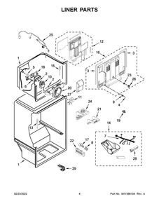 Liner Parts Diagram and Parts List for WRT318FZDM09  Whirlpool Refrigerator