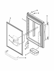 Refrigerator Door Parts Diagram and Parts List for GB2FHDXWB07  Whirlpool Refrigerator