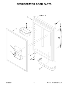 Refrigerator Door Parts Diagram and Parts List for WRB119WFBM03  Whirlpool Refrigerator