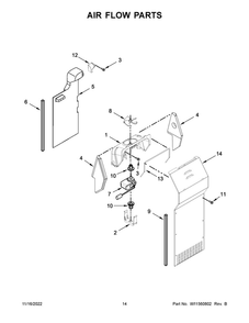 Air Flow Parts 2 Diagram and Parts List for WRS312SNHB05  Whirlpool Refrigerator