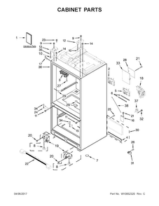 Cabinet Parts Diagram and Parts List for WRF736SDAB14  Whirlpool Refrigerator
