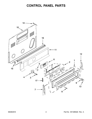 Control Panel Parts Diagram and Parts List for KFEG500ESS3  Whirlpool Range