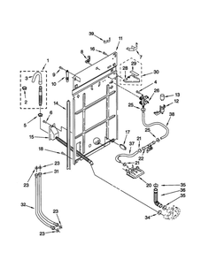 Rear Panel Diagram and Parts List for 11021884001  Kenmore Washer