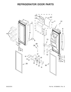 Refrigerator Door Parts Diagram and Parts List for WRF757SDEH01  Whirlpool Refrigerator