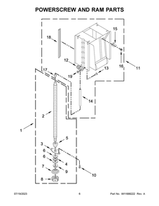 Powerscrew And Ram Parts Diagram and Parts List for KTTS505ESS2  KitchenAid Trash Compactor