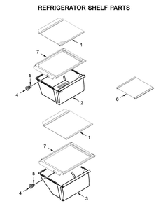 Refrigerator Shelf Parts Diagram and Parts List for WRSA15SNHN01  Whirlpool Refrigerator