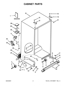 Cabinet Parts Diagram and Parts List for WRS586FIEM05  Whirlpool Refrigerator