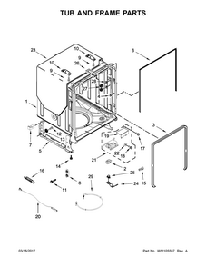 Tub And Frame Parts Diagram and Parts List for 66514565N611  Kenmore Dishwasher