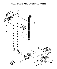 Fill, drain and overfill parts Diagram and Parts List for WDF330PAHS4  Whirlpool Dishwasher