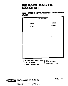 Front Cover Diagram and Parts List for F4458W1  Roper Range