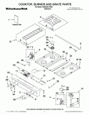 COOKTOP, BURNER AND GRATE PARTS Diagram and Parts List for KDRS407VSS01  KitchenAid Range
