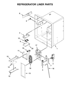Refrigerator Liner Parts Diagram and Parts List for IX7DDEXGZ000  Whirlpool Refrigerator
