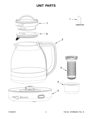 02 - UNIT PARTS Diagram and Parts List for KEK1322SS0  Whirlpool Kettle