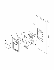 Dispenser Front Parts Diagram and Parts List for 59679242016  Kenmore Refrigerator