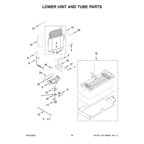 Lower Unit And Tube Parts Diagram and Parts List for KBFN502EBS06  KitchenAid Refrigerator