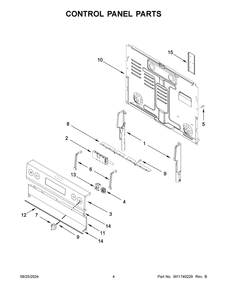 03 - Control Panel Parts Diagram and Parts List for YWFES5030RB0  Whirlpool Range