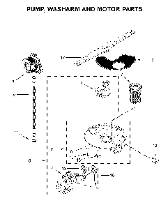 Pump, washarm and motor parts Diagram and Parts List for WDF330PAHS5  Whirlpool Dishwasher