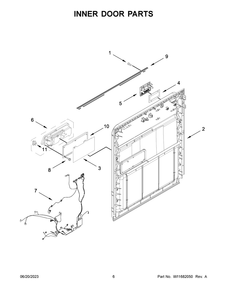 Inner Door Parts Diagram and Parts List for WDP370PAHB2  Whirlpool Dishwasher