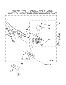 Burner Assembly Diagram and Parts List for 110C71182011  Kenmore Dryer