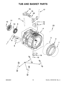 Tub And Basket Parts Diagram and Parts List for WFW8620HC4  Whirlpool Washer