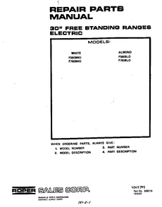 Front Cover Diagram and Parts List for F7608*0  Roper Range