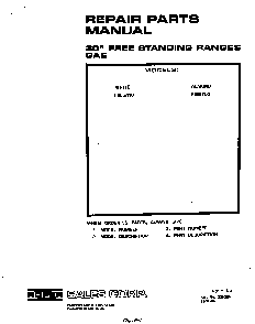 Cover Page-text Only Diagram and Parts List for F8557*0  Roper Range