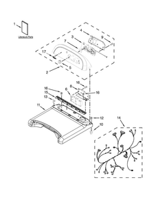 Top And Console Parts Diagram and Parts List for WED8000BW0  Whirlpool Dryer