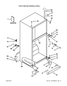 Cabinet Parts Diagram and Parts List for 5VWT71REYF00  Whirlpool Refrigerator