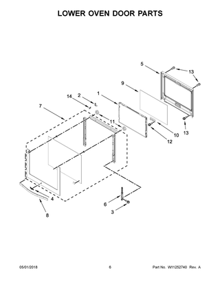 Lower Oven Door Parts Diagram and Parts List for WOD51EC0AB06  Whirlpool Wall Oven
