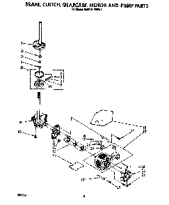 Brake, Clutch, Gearcase, Motor And Pump Diagram and Parts List for 6MAX5133VW1  Whirlpool Washer