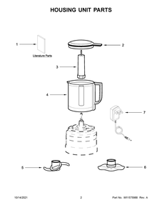 Housing Unit Parts Diagram and Parts List for 5KFCB519BAC0  KitchenAid Food Processor