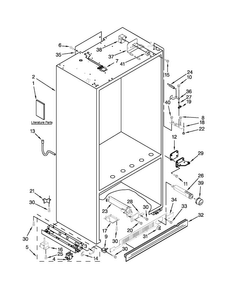 Cabinet Parts Diagram and Parts List for KBRO36FTX08  KitchenAid Refrigerator