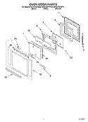OVEN DOOR Diagram and Parts List for KEBC208HBL4  KitchenAid Wall Oven