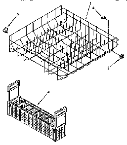 Lower Rack Parts Diagram and Parts List for KUDI23BWH0  KitchenAid Dishwasher