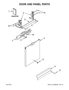 Door And Panel Parts Diagram and Parts List for WDF770SAFZ0  Whirlpool Dishwasher