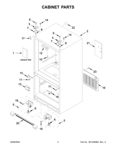 Cabinet Parts Diagram and Parts List for WRF532SNHZ03  Whirlpool Refrigerator