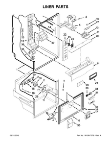 Liner Parts Diagram and Parts List for WRF560SFYE03  Whirlpool Refrigerator