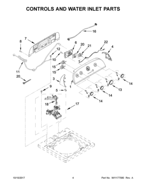 03 - CONTROLS AND WATER INLET PARTS Diagram and Parts List for 2DWTW4815GW0  Whirlpool Washer