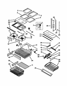 Shelf Parts Diagram and Parts List for 59679463410  Kenmore Refrigerator