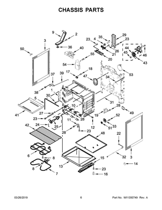 Chassis Parts Diagram and Parts List for YWFE521S0HW1  Whirlpool Range