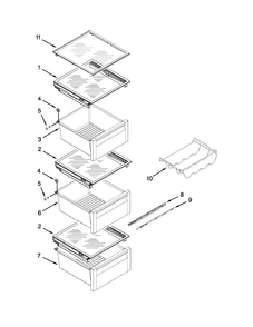 Refrigerator Shelf Parts Diagram and Parts List for WRS965CIAM01  Whirlpool Refrigerator