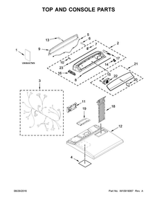 Top And Console Parts Diagram and Parts List for 11066134610  Kenmore Dryer
