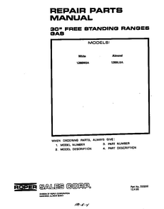 Cover Page-text Only Diagram and Parts List for 1266*0A  Roper Range