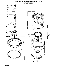 Agitator, Basket And Tub Diagram and Parts List for 6MAX5133VW1  Whirlpool Washer
