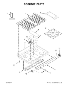 Cooktop Parts Diagram and Parts List for KFGD500ESS03  KitchenAid Range