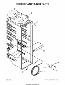 Refrigerator Liner Parts Diagram and Parts List for WRS588FIHB04  Whirlpool Refrigerator
