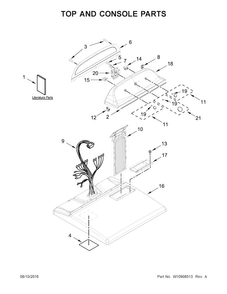 Top And Console Parts Diagram and Parts List for 7MWGD1750EQ1  Whirlpool Dryer